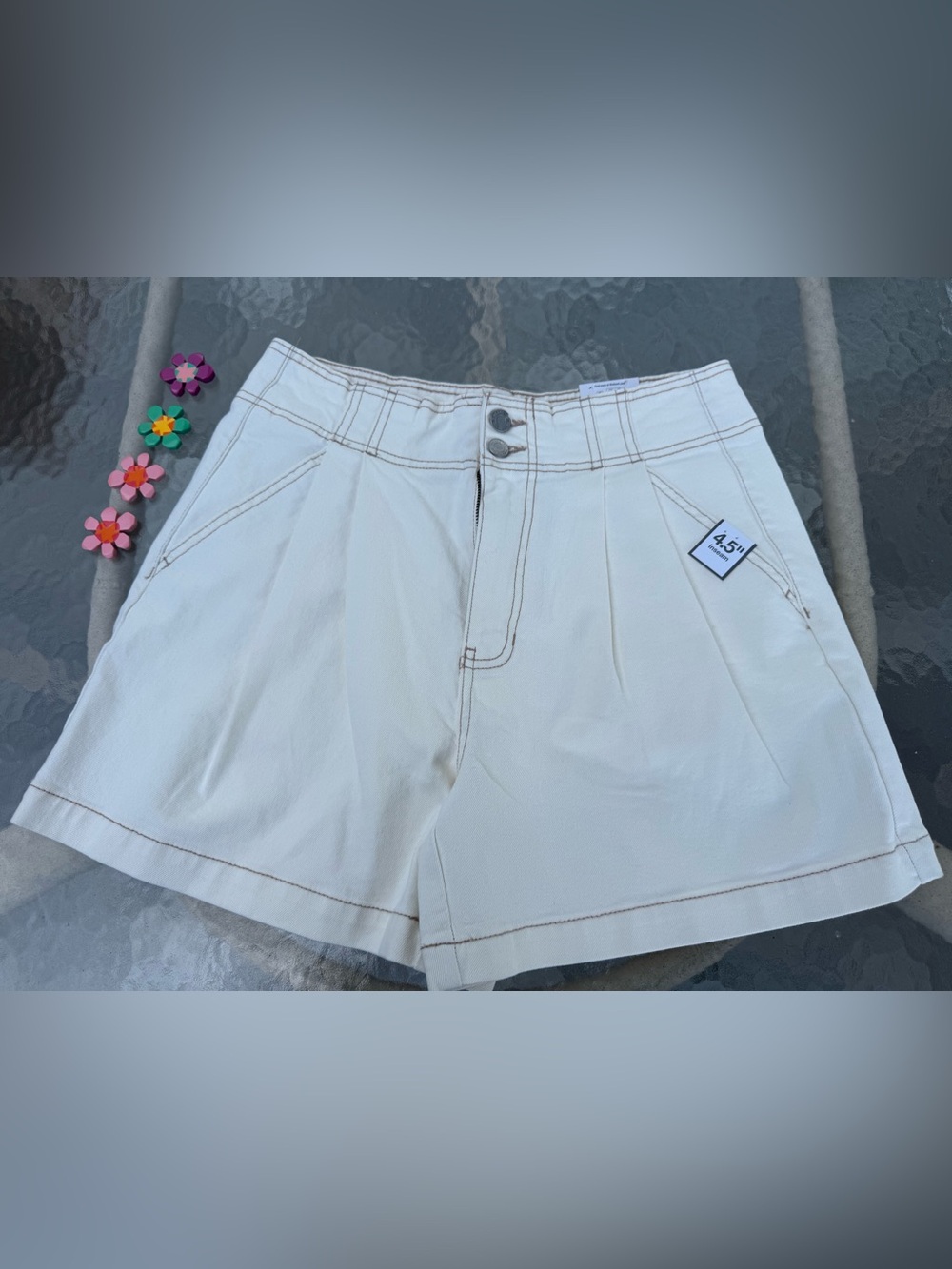 High Rise Pleated Denim Shorts Size 10 by Time and Tru
